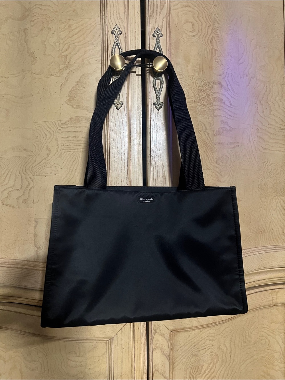 kate spade Black Nylon Messenger Tote with Wide Webbed Straps